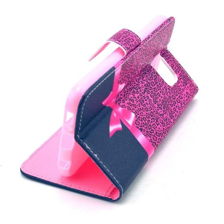 Cute Bowknot & Leopard Wallet Leather Stand Case for Samsung Galaxy S6 G920-5