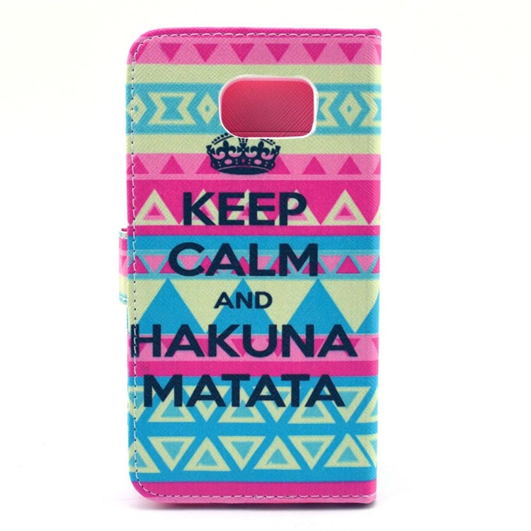 Keep Calm and Geometric Pattern Leather Cover for Samsung Galaxy S6 G920 with Card Slots-2