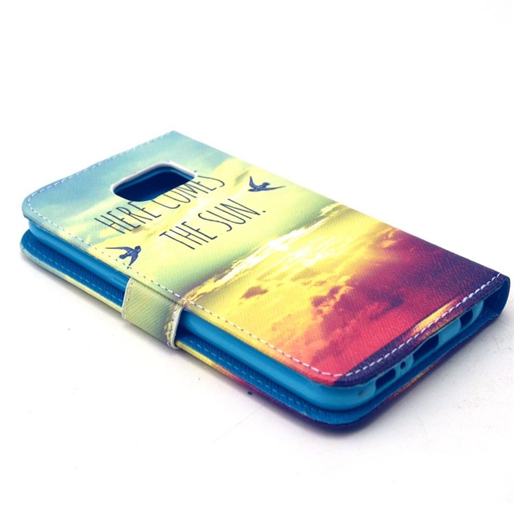 Wallet Leather Stand Case for Samsung Galaxy S6 G920 - Here Comes the Sun-4