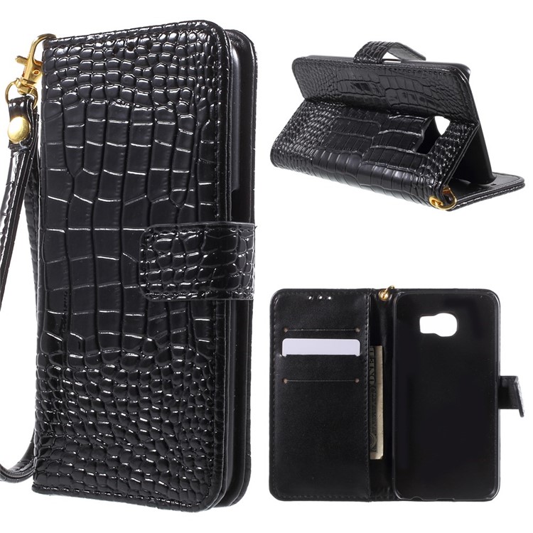 Crocodile Texture Wallet Leather Case for Samsung Galaxy S6 G920 - Black-1