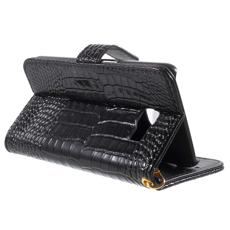 Crocodile Texture Wallet Leather Case for Samsung Galaxy S6 G920 - Black-3