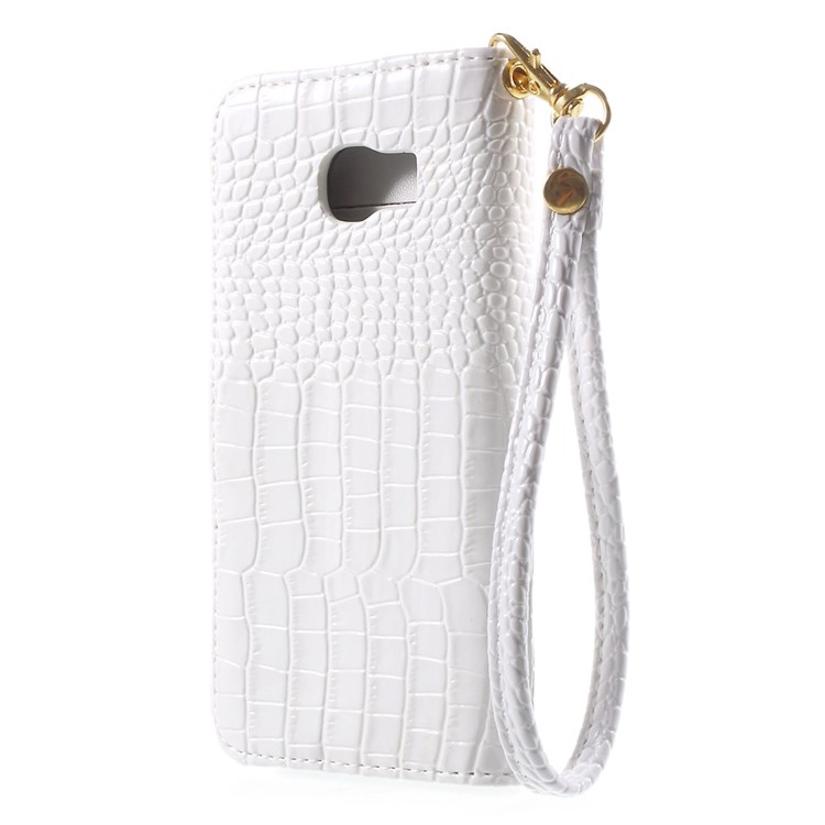 Crocodile Texture Wallet Leather Stand Case for Samsung Galaxy S6 G920 - White-2