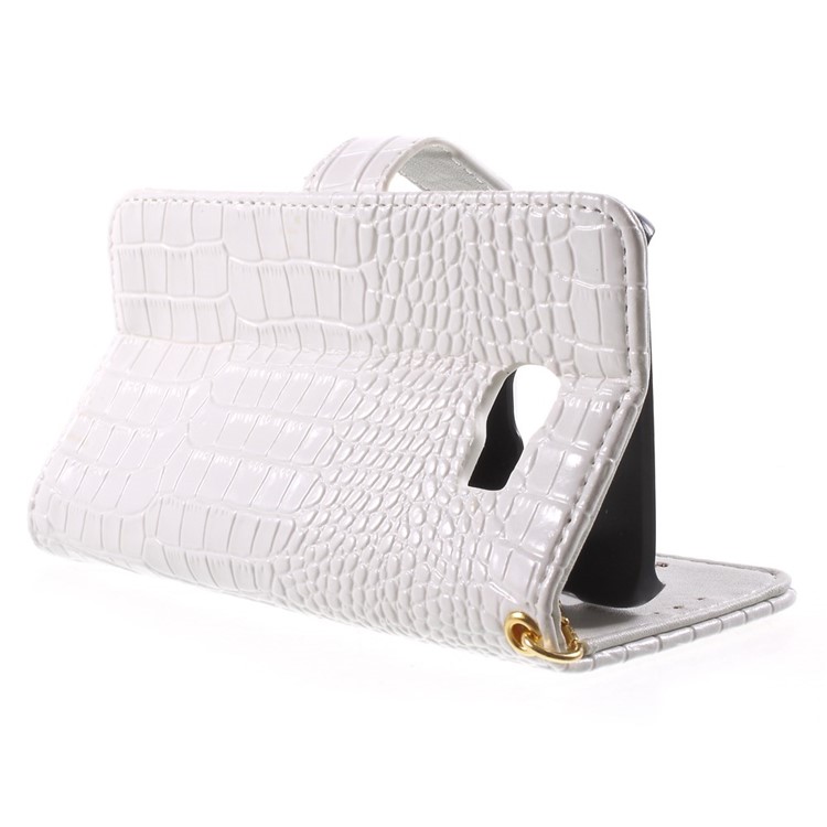 Crocodile Texture Wallet Leather Stand Case for Samsung Galaxy S6 G920 - White-3
