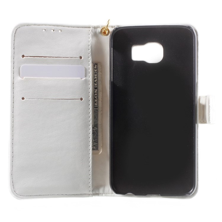 Crocodile Texture Wallet Leather Stand Case for Samsung Galaxy S6 G920 - White-4
