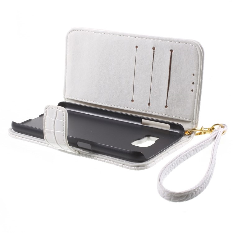 Crocodile Texture Wallet Leather Stand Case for Samsung Galaxy S6 G920 - White-5