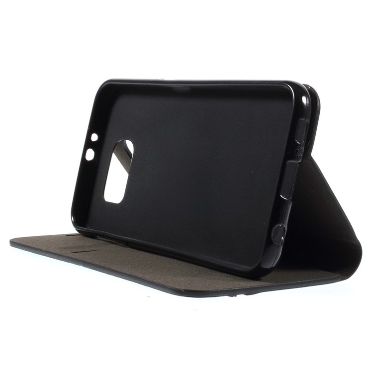 Contrast Color Leather Card Holder Case for Samsung Galaxy S6 G920 - Black-4