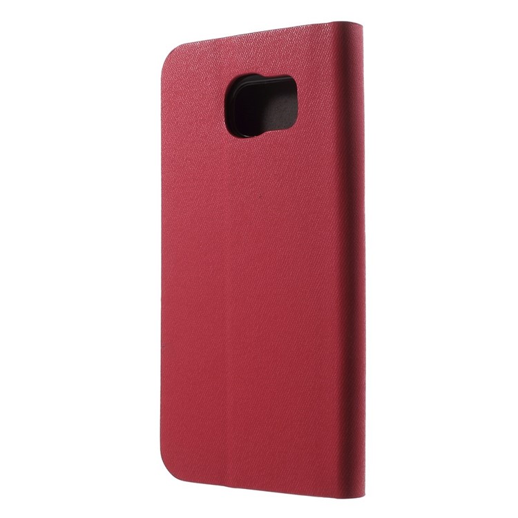 Contrast Color Leather Stand Case for Samsung Galaxy S6 Edge SM-G925 - Red-2