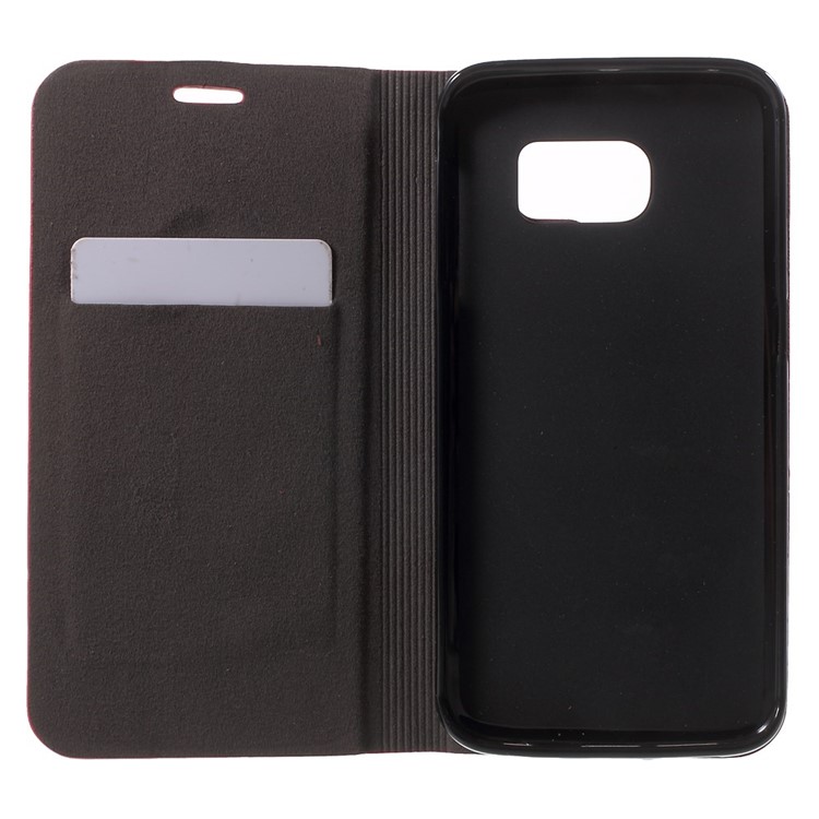 Contrast Color Leather Stand Case for Samsung Galaxy S6 Edge SM-G925 - Red-4