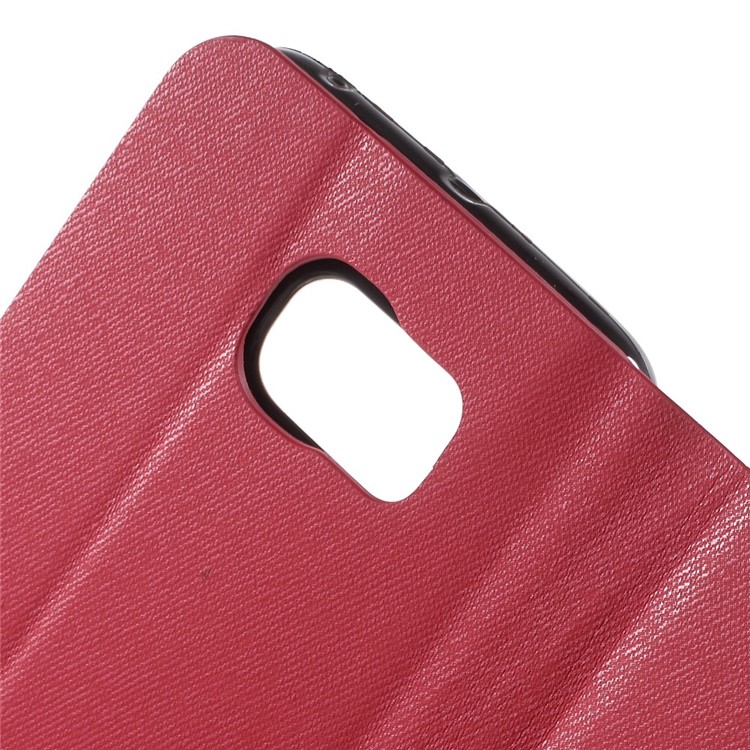 Contrast Color Leather Stand Case for Samsung Galaxy S6 Edge SM-G925 - Red-6