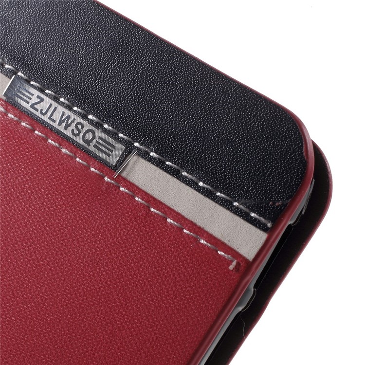 Contrast Color Leather Stand Case for Samsung Galaxy S6 Edge SM-G925 - Red-7