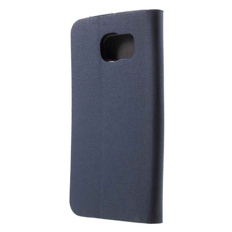 Contrast Color Flip Leather Stand Cover for Samsung Galaxy S6 Edge SM-G925 - Blue-2