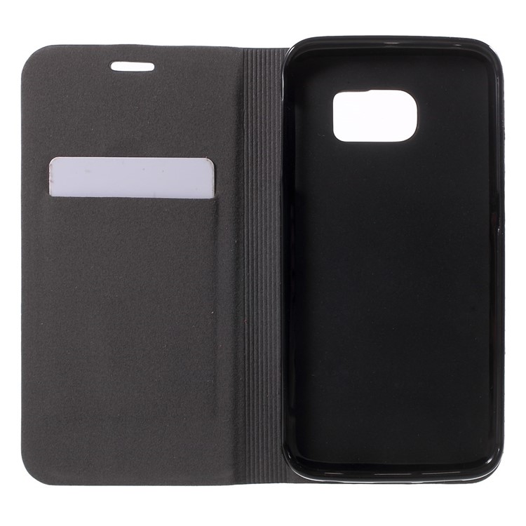 Contrast Color Flip Leather Stand Cover for Samsung Galaxy S6 Edge SM-G925 - Blue-4