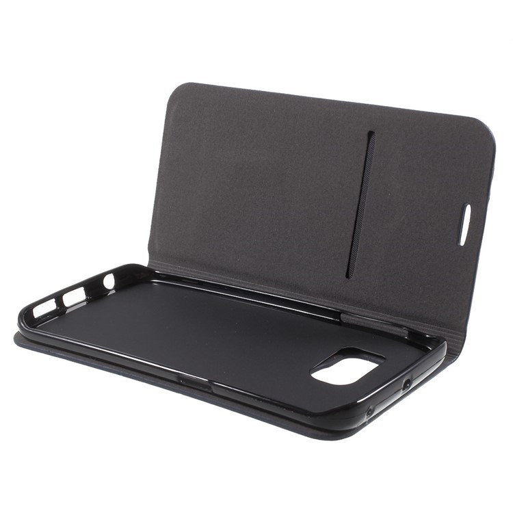 Contrast Color Flip Leather Stand Cover for Samsung Galaxy S6 Edge SM-G925 - Blue-5