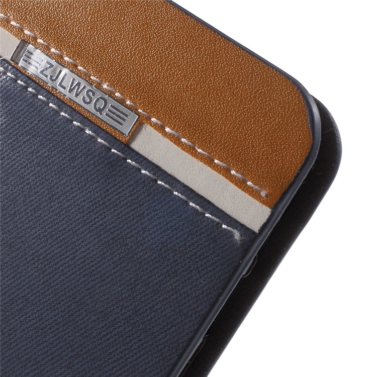 Contrast Color Flip Leather Stand Cover for Samsung Galaxy S6 Edge SM-G925 - Blue-7