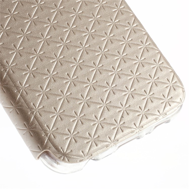Diamond Lozenge Pattern Leather Card Holder Case for Samsung Galaxy S6 G920 Window View - Champagne-4