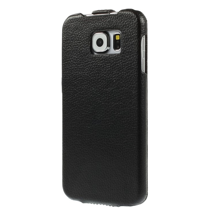 Lychee Grain Leather Case Vertical Flip for Samsung Galaxy S6 G920 - Black-3