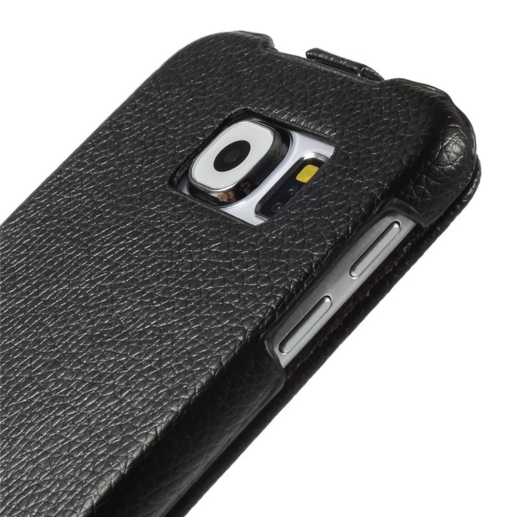 Lychee Grain Leather Case Vertical Flip for Samsung Galaxy S6 G920 - Black-6