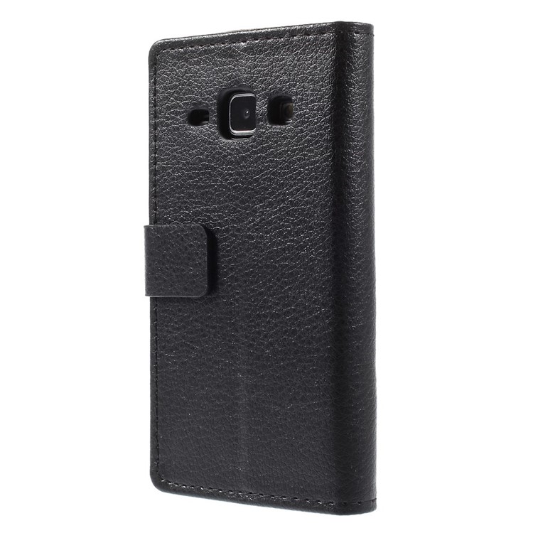 Lychee Grain Leather Wallet Stand Case for Samsung Galaxy J1 / J1 4G - Black-2