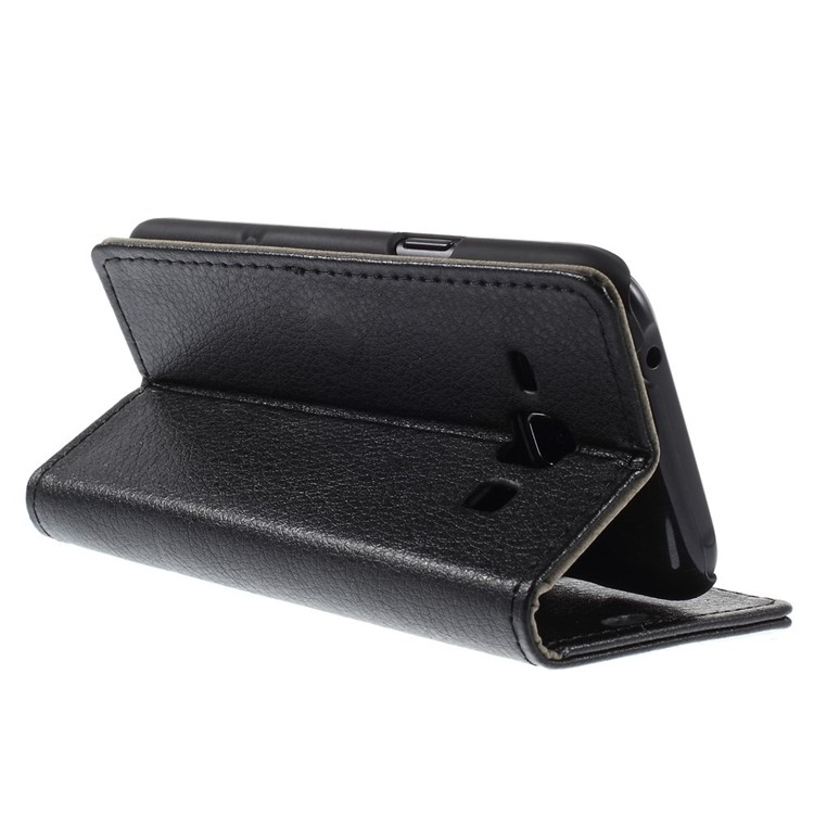 Lychee Grain Leather Wallet Stand Case for Samsung Galaxy J1 / J1 4G - Black-5