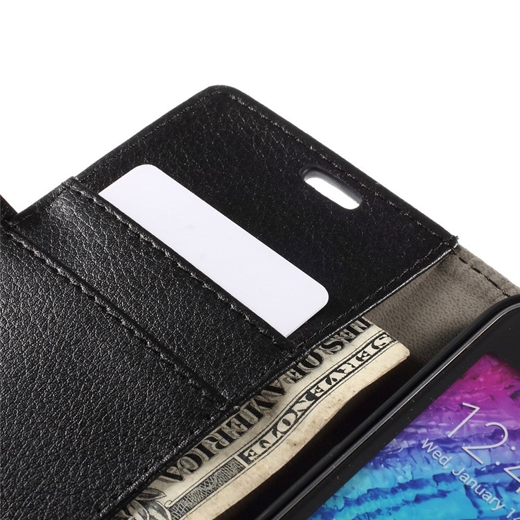 Lychee Grain Leather Wallet Stand Case for Samsung Galaxy J1 / J1 4G - Black-9