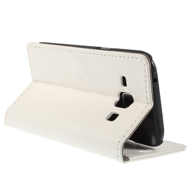 Lychee Grain Leather Wallet Stand Case for Samsung Galaxy J1 / J1 4G - White-5