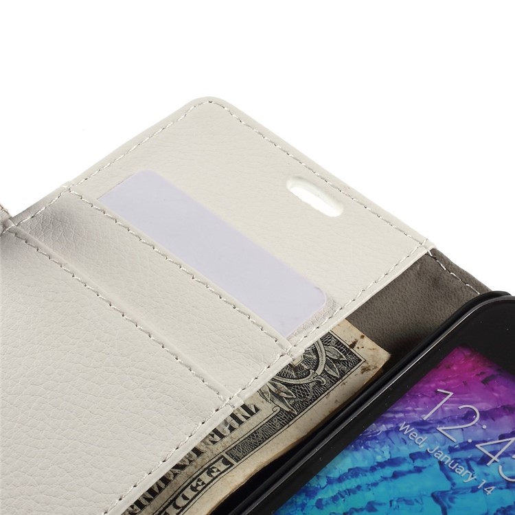 Lychee Grain Leather Wallet Stand Case for Samsung Galaxy J1 / J1 4G - White-9