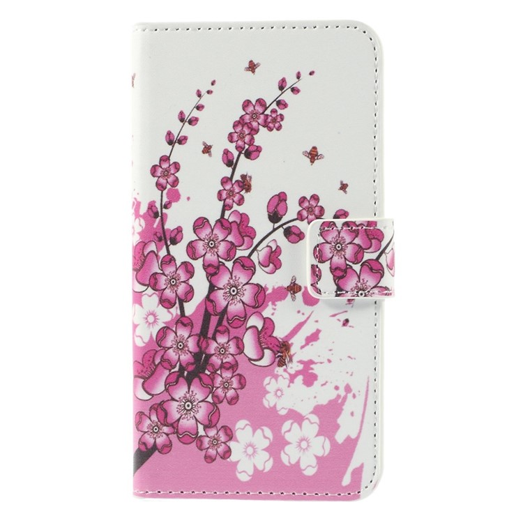 Stand Leather Cover with Card Slots for Samsung Galaxy S6 edge G925 - Plum Blossom-3
