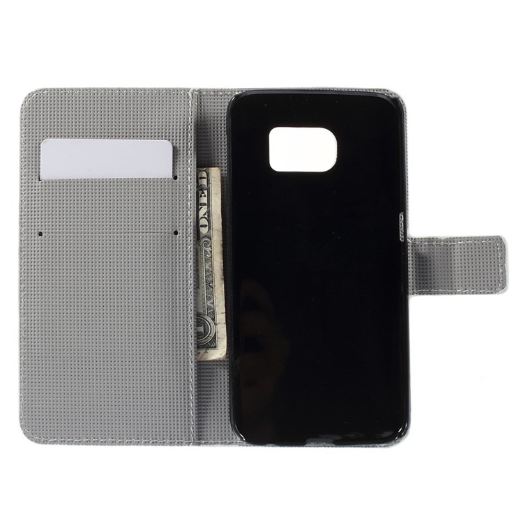 Stand Leather Cover with Card Slots for Samsung Galaxy S6 edge G925 - Plum Blossom-6