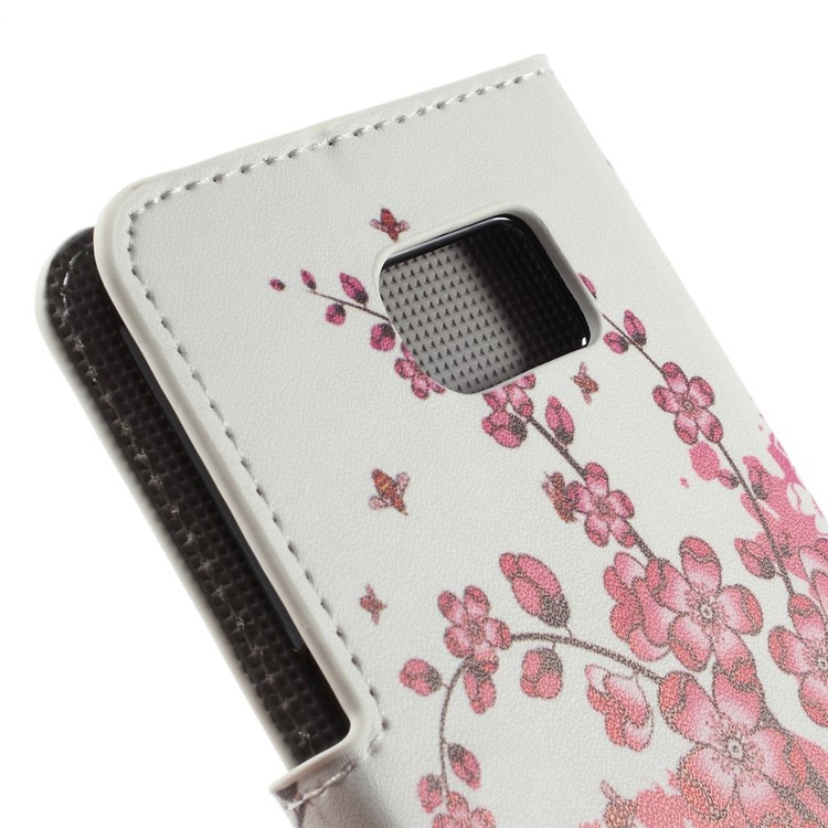 Stand Leather Cover with Card Slots for Samsung Galaxy S6 edge G925 - Plum Blossom-8