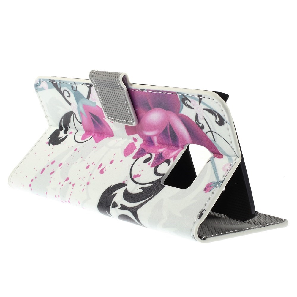 Folio Leather Cover with Card Slots for Samsung Galaxy S6 edge G925 - Purple Flowers-5