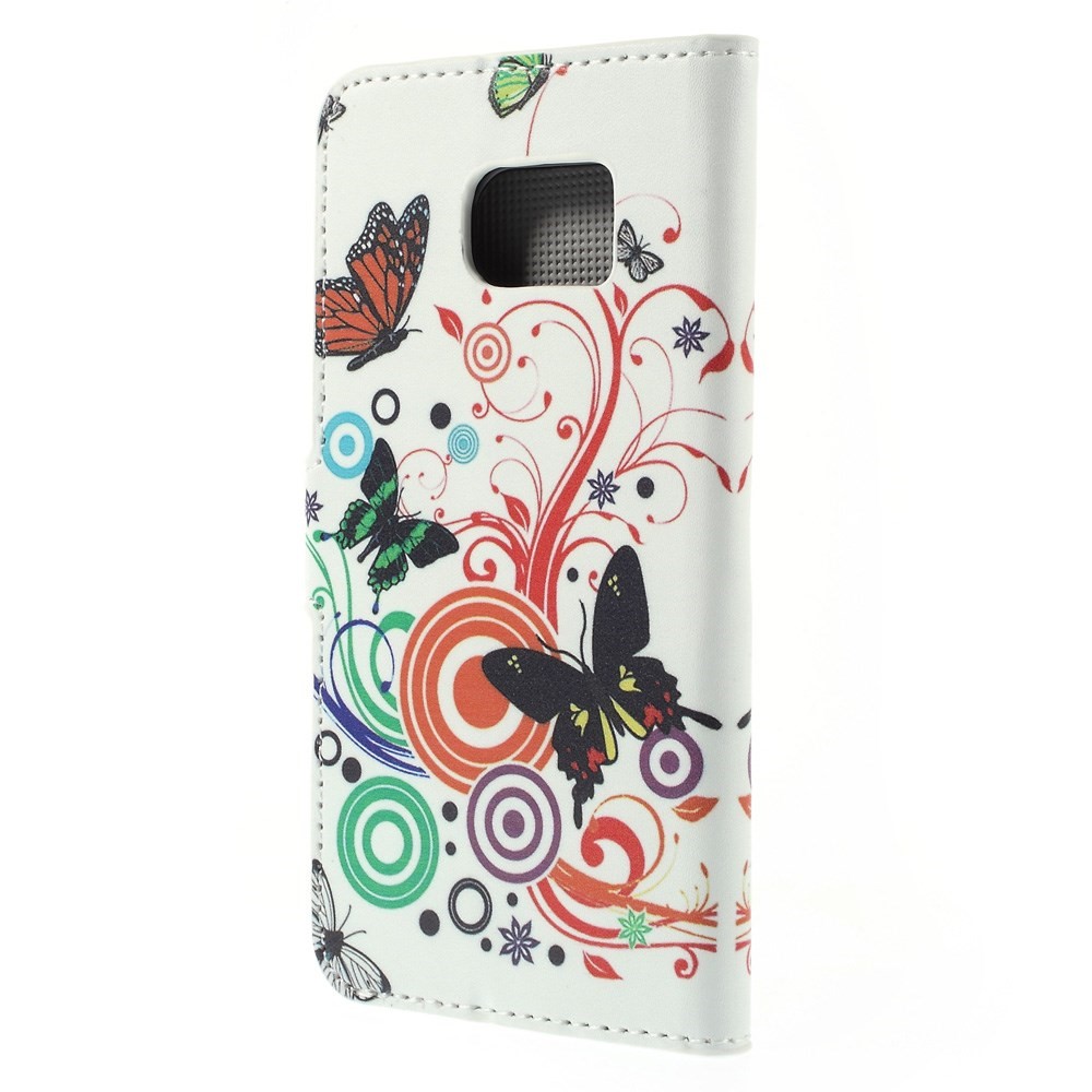 Leather Case Card Cash Holder for Samsung Galaxy S6 edge G925 - Butterflies and Circles-2