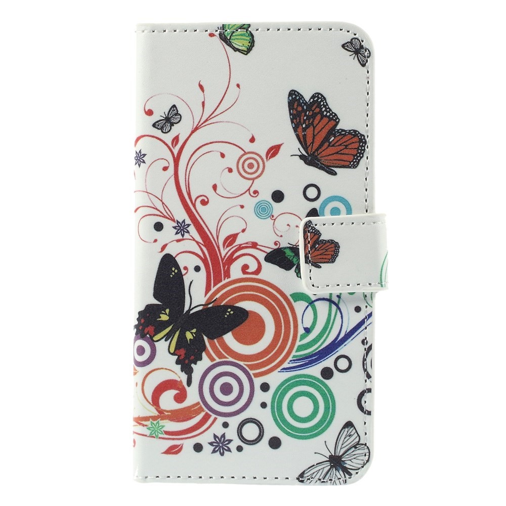 Leather Case Card Cash Holder for Samsung Galaxy S6 edge G925 - Butterflies and Circles-3
