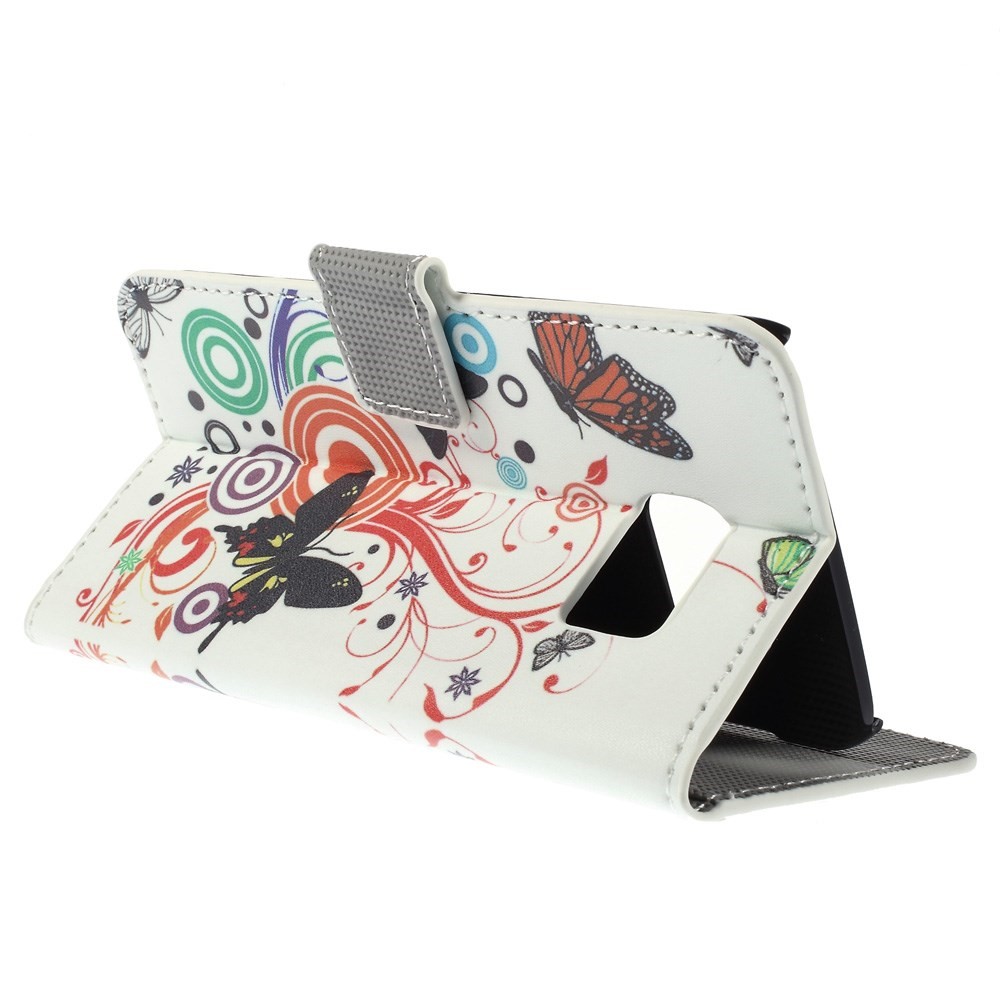 Leather Case Card Cash Holder for Samsung Galaxy S6 edge G925 - Butterflies and Circles-4
