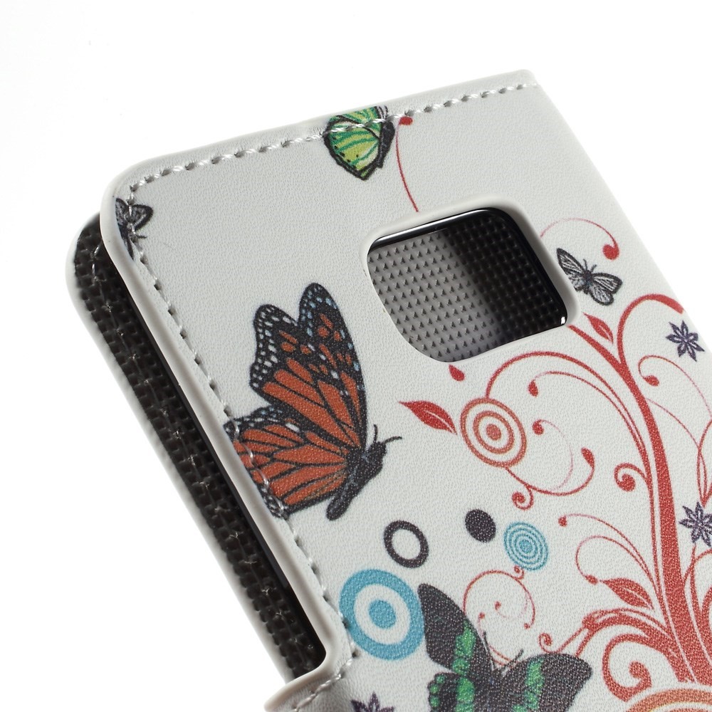 Leather Case Card Cash Holder for Samsung Galaxy S6 edge G925 - Butterflies and Circles-7