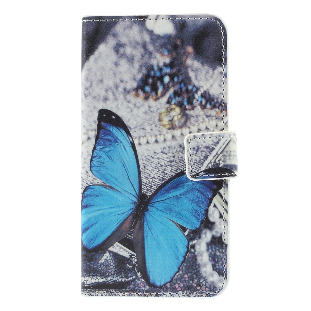 Magnetic Leather Stand Cover for Samsung Galaxy S6 edge G925 - Blue Butterfly-3