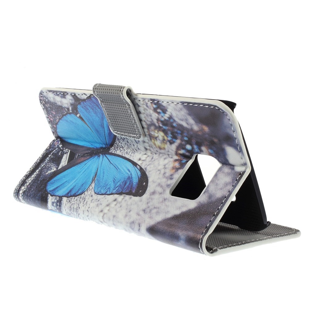 Magnetic Leather Stand Cover for Samsung Galaxy S6 edge G925 - Blue Butterfly-5