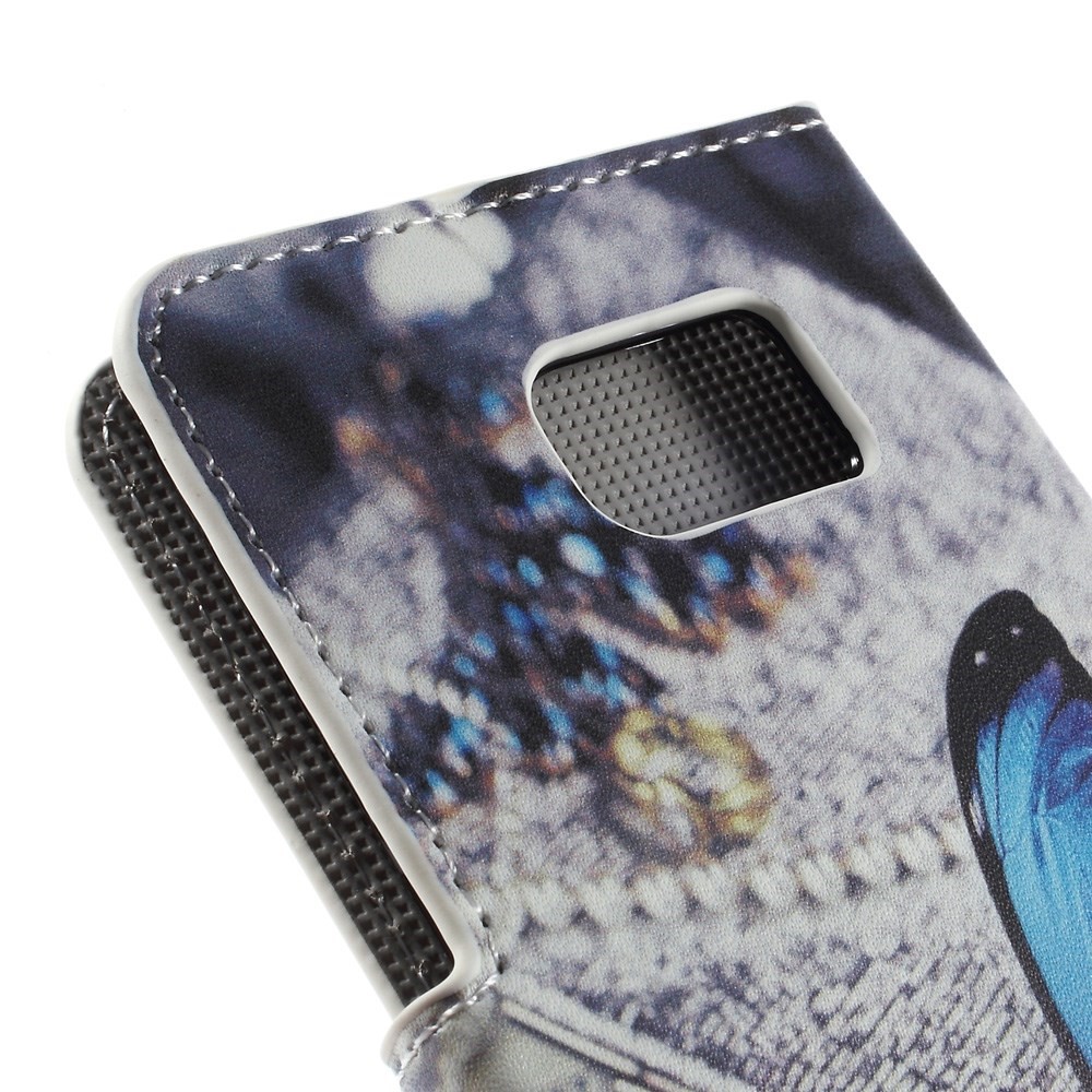 Magnetic Leather Stand Cover for Samsung Galaxy S6 edge G925 - Blue Butterfly-8