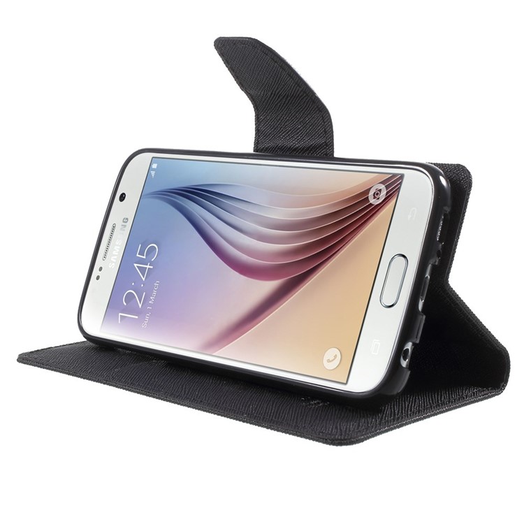 MERCURY Goospery Fancy Diary Leather Case for Samsung Galaxy S6 G920 with Stand - Black-3