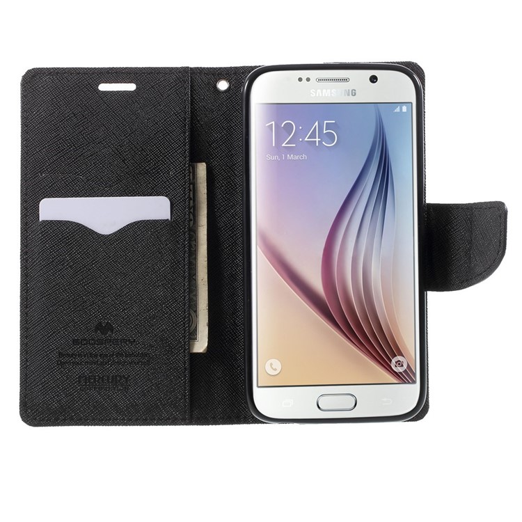 MERCURY Goospery Fancy Diary Leather Case for Samsung Galaxy S6 G920 with Stand - Black-5