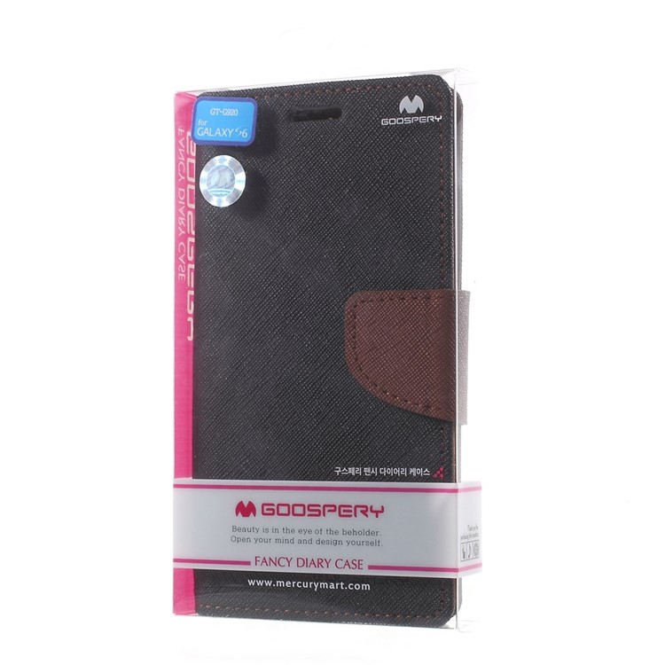 MERCURY Goospery Fancy Diary Leather Case for Samsung Galaxy S6 G920 with Stand - Brown / Black-11