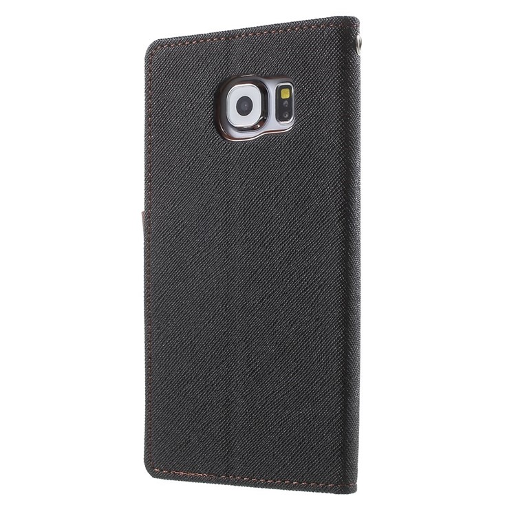 MERCURY Goospery Fancy Diary Leather Case for Samsung Galaxy S6 G920 with Stand - Brown / Black-2