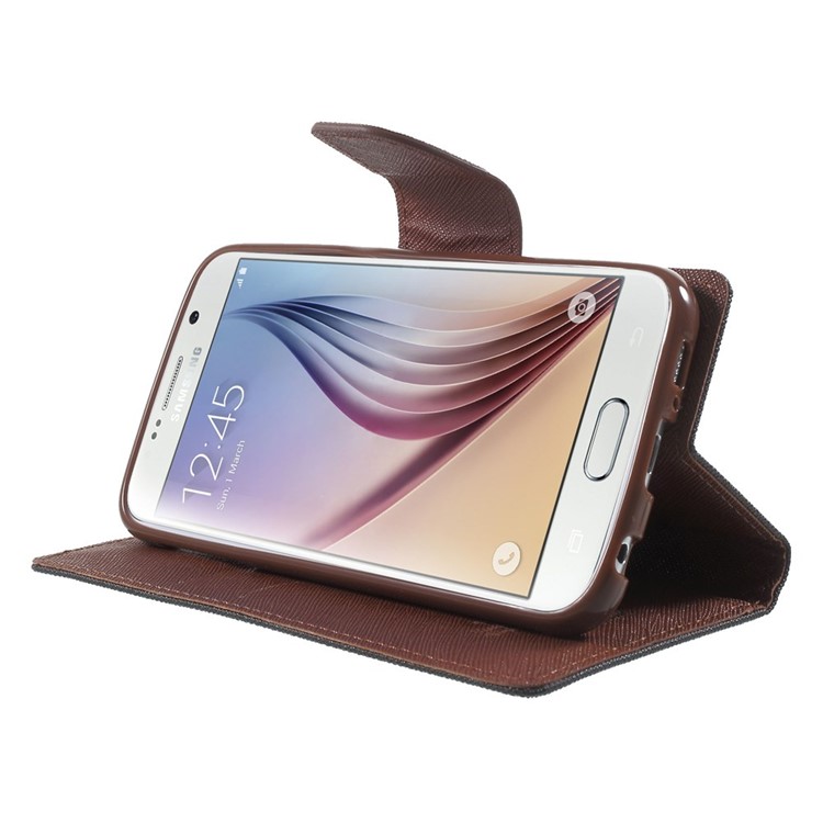 MERCURY Goospery Fancy Diary Leather Case for Samsung Galaxy S6 G920 with Stand - Brown / Black-3