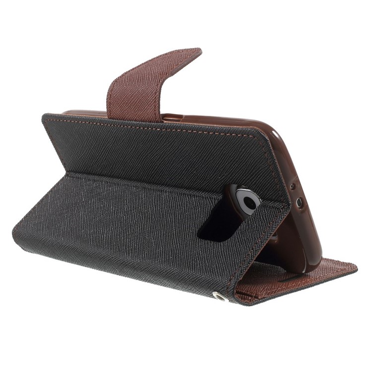 MERCURY Goospery Fancy Diary Leather Case for Samsung Galaxy S6 G920 with Stand - Brown / Black-4