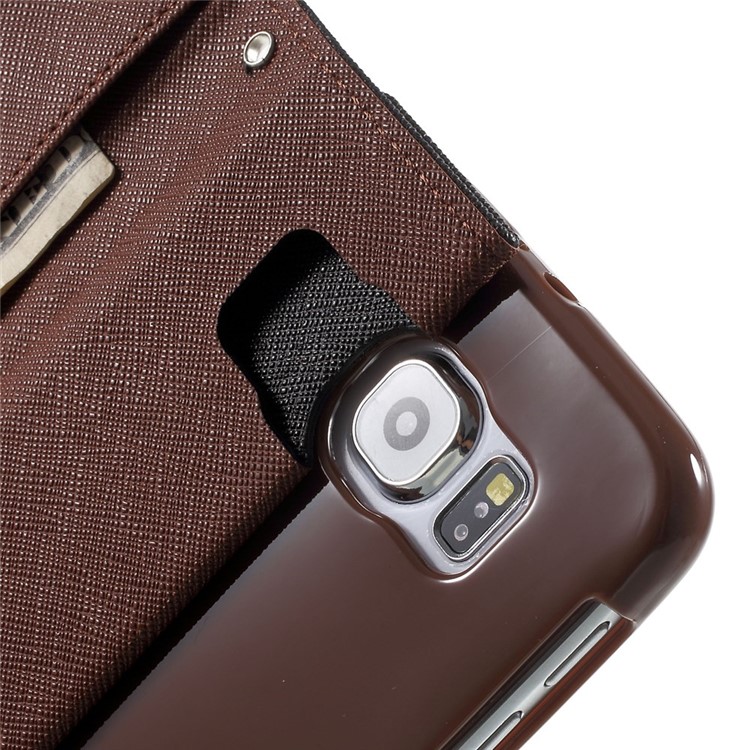 MERCURY Goospery Fancy Diary Leather Case for Samsung Galaxy S6 G920 with Stand - Brown / Black-6