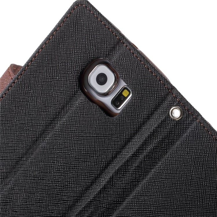 MERCURY Goospery Fancy Diary Leather Case for Samsung Galaxy S6 G920 with Stand - Brown / Black-7