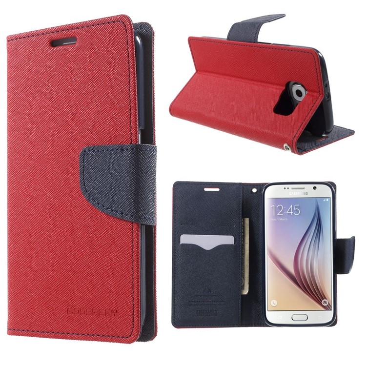 MERCURY Goospery Fancy Diary Leather Case for Samsung Galaxy S6 G920 with Stand - Red-1