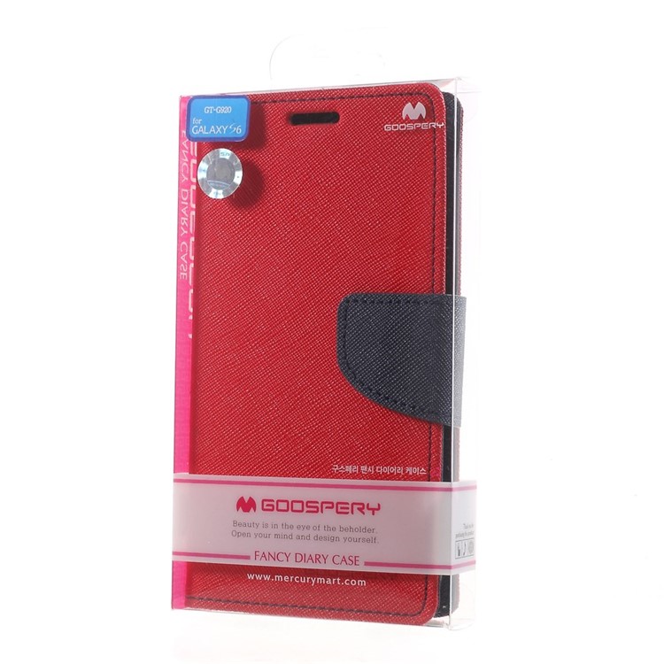 MERCURY Goospery Fancy Diary Leather Case for Samsung Galaxy S6 G920 with Stand - Red-11