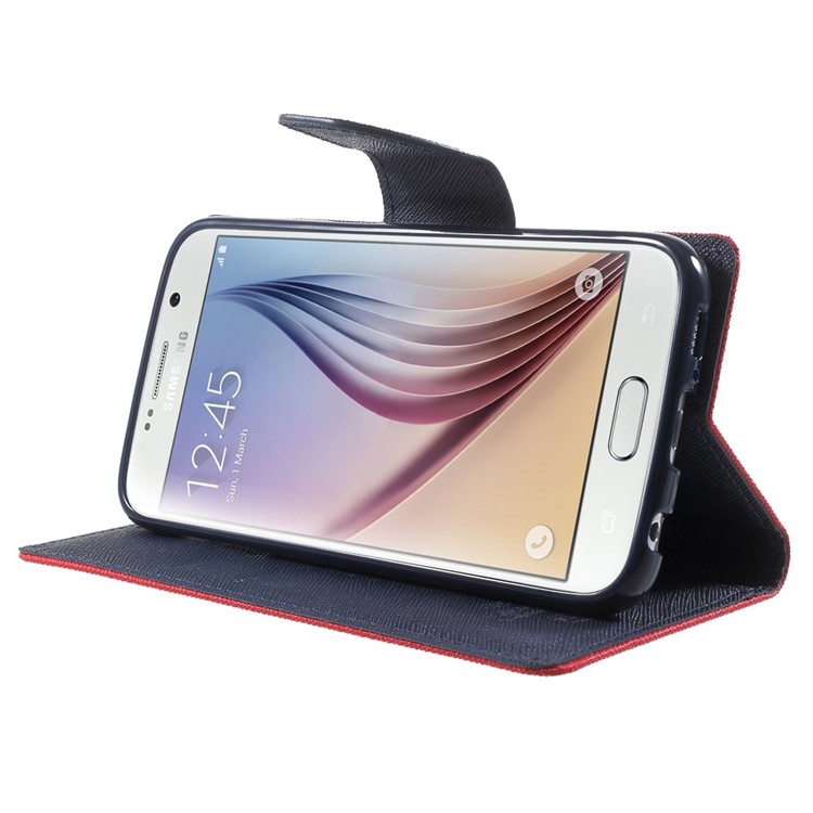 MERCURY Goospery Fancy Diary Leather Case for Samsung Galaxy S6 G920 with Stand - Red-3