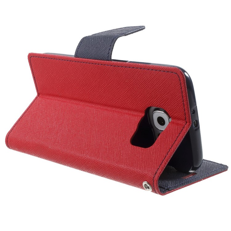 MERCURY Goospery Fancy Diary Leather Case for Samsung Galaxy S6 G920 with Stand - Red-4