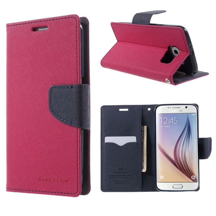 MERCURY Goospery for Samsung Galaxy S6 G920 Fancy Diary Leather Stand Cover - Rose-1